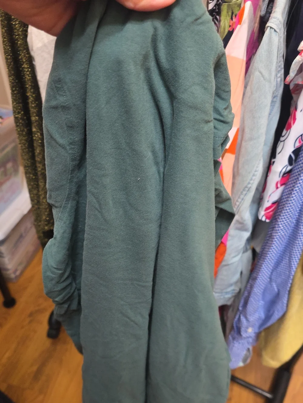 Men's green j crew hooded shirt XL